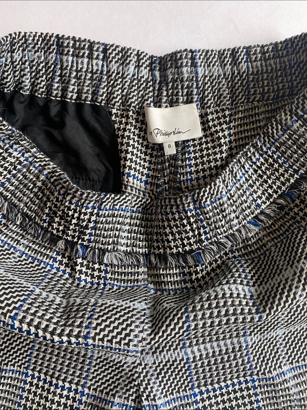 3.1 Phillip Lim Black & White Houndstooth Pants with Blue Windowpane